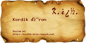 Kordik Áron névjegykártya