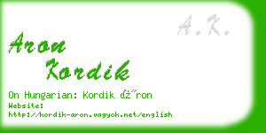 aron kordik business card